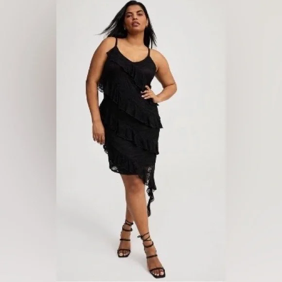 Torrid Asymmetrical Ruffle Dress - Picture 1 of 5